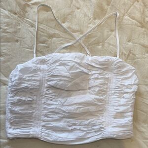 Madewell ruched crop linen tank